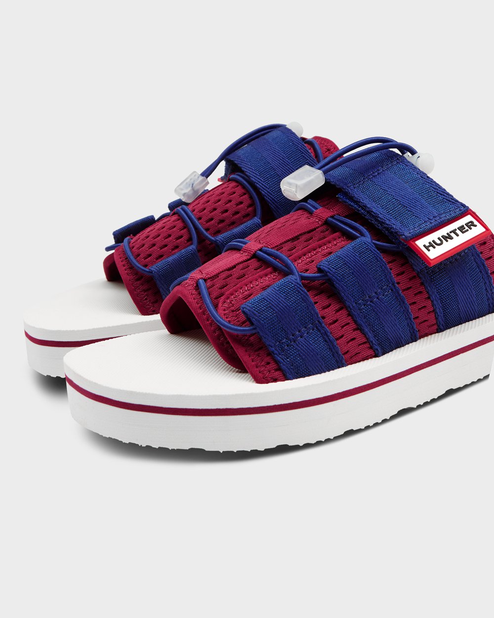 Hunter Badesandaler Herre Hvide/Rød/Blå | Original Beach | FJBVS-5369